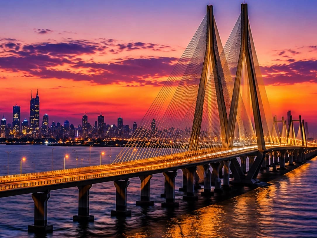 Mumbai skyline and the Bandra-Worli Sea Link